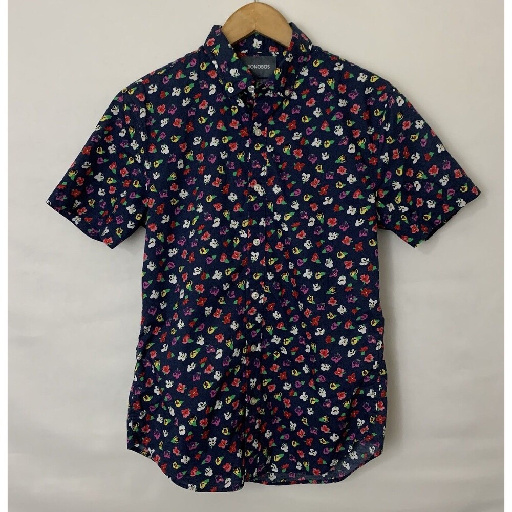Bonobos Mens Riviera Slim Fit Stretch Floral Short Sleeve Button-Up Shirt Size S